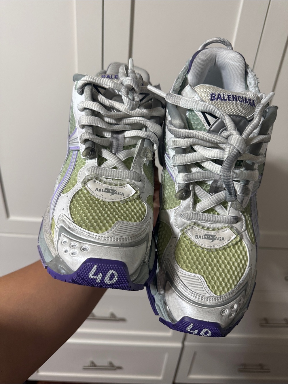 Balenciaga Women's Light Green and Lavender Athletic Sneakers